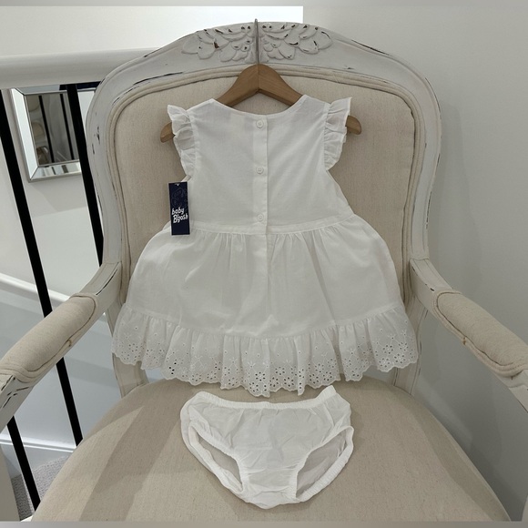 🦢 24 Mth Baby Girl Fancy Cotton Eyelet Dress With Bow & Matching Panty N… - Picture 2 of 9